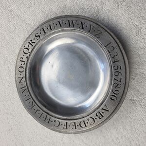 Vintage York Metalcrafters Pewter Decorative Plate Alphabet and Numbers